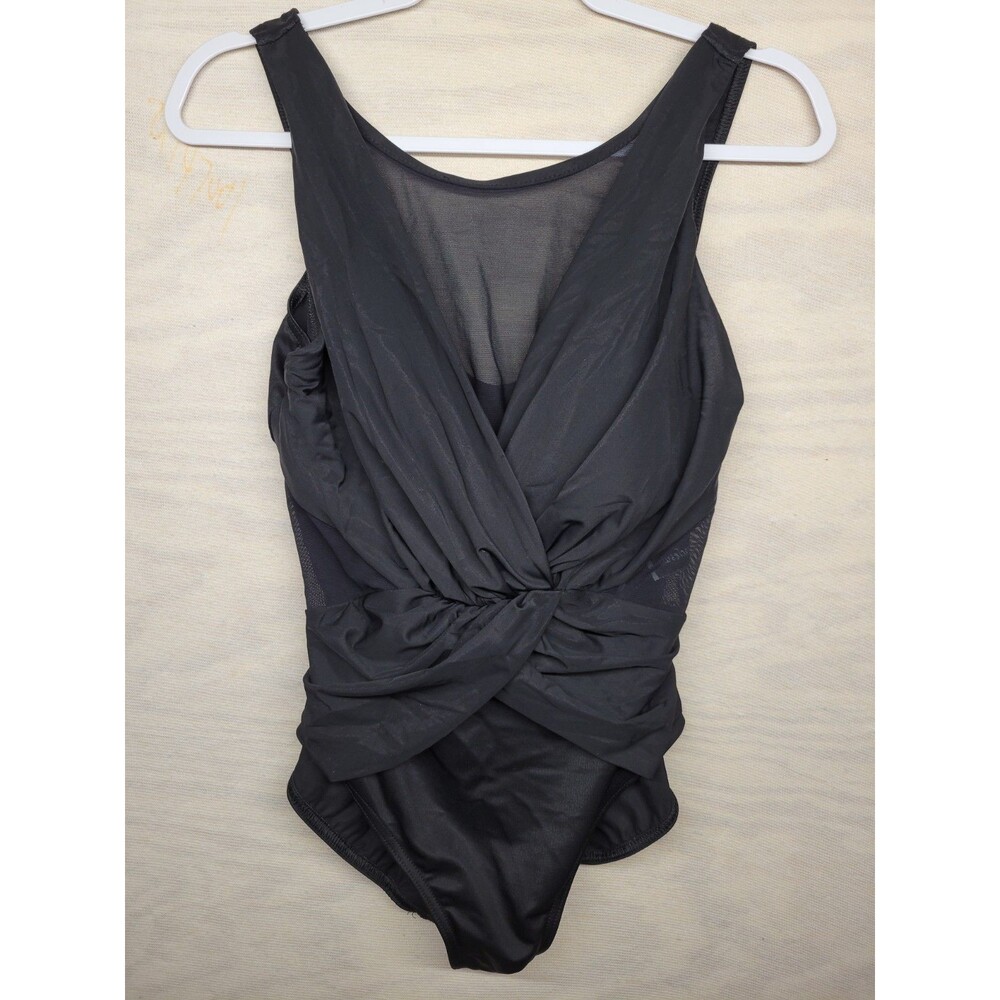 Miraclesuit Onepiece Allover Slimming Swimsuit Mesh Detail Black Stretch